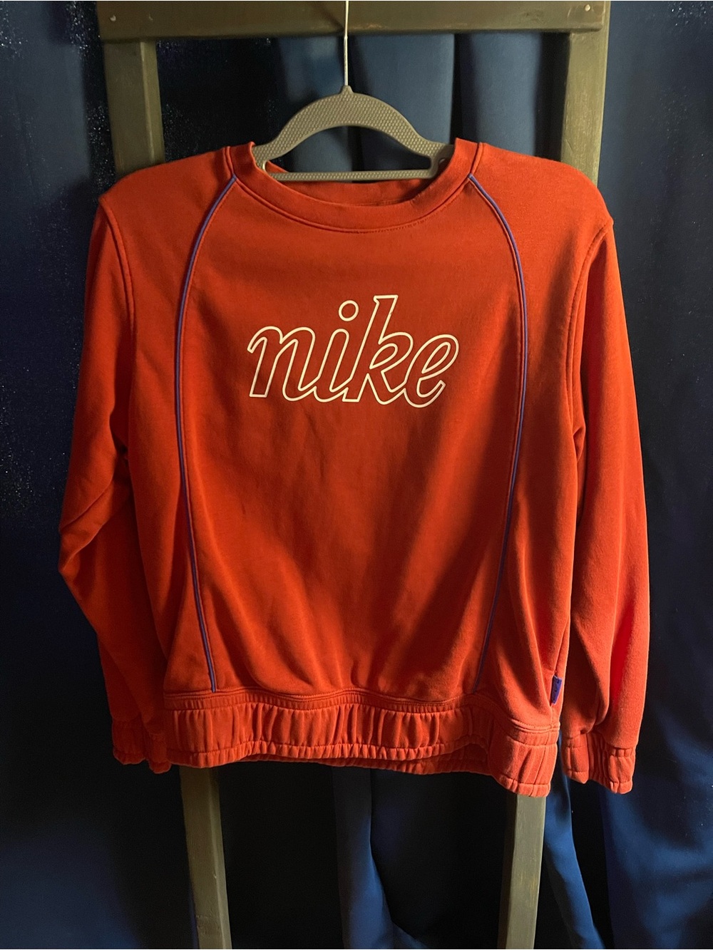 Nike Orange Pullover Sweatshirt with White Script Logo